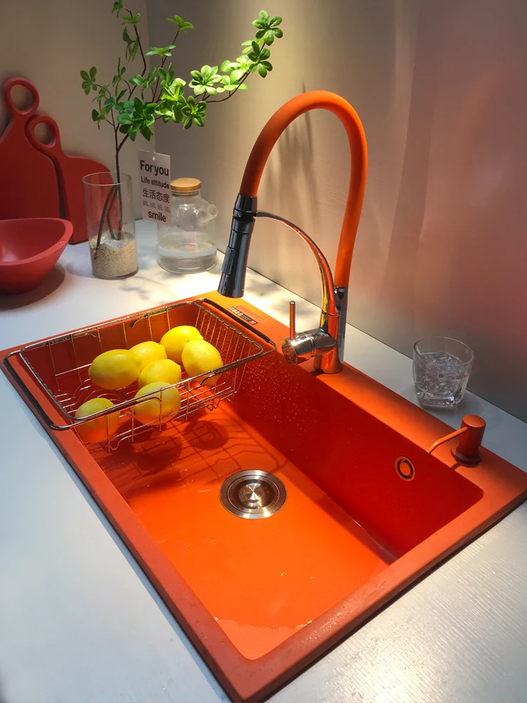Orange Quartz Sink Kitchen Middle Island Basin Color Washing Basin Granite Counter Middle Basin Thickened Pole
Orange Quartz Sink Kitchen Middle Island Basin Color Washing Basin Granite Counter Middle Basin Thickened Pole