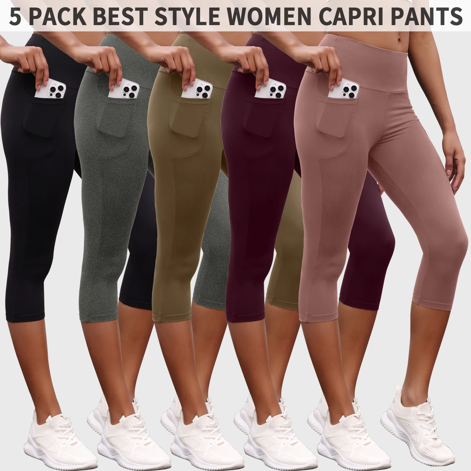 5 Pack High Waisted capri pants For Women With Pockets Super Soft No See Through Workout Running Yoga Push Up Gym Leggings
5 Pack High Waisted capri pants For Women With Pockets Super Soft No See Through Workout Running Yoga Push Up Gym Leggings