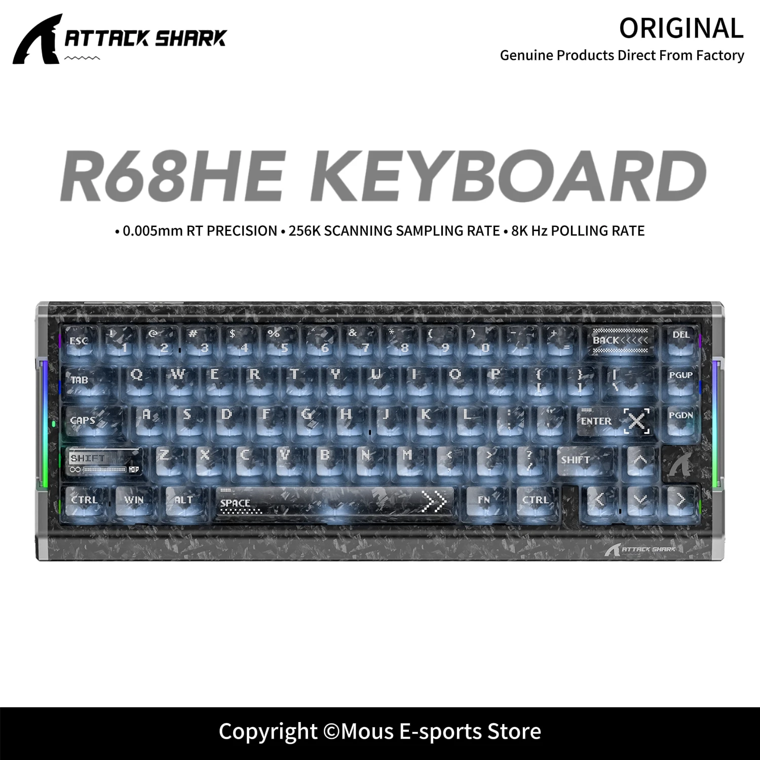 R68HE ATTACK SHARK Magnetic Axis Keyboard 0.005mm RT Precision 256K Scanning Sampling Rate 8000 Hz Polling Rate for E-Sports
R68HE ATTACK SHARK Magnetic Axis Keyboard 0.005mm RT Precision 256K Scanning Sampling Rate 8000 Hz Polling Rate for E-Sports