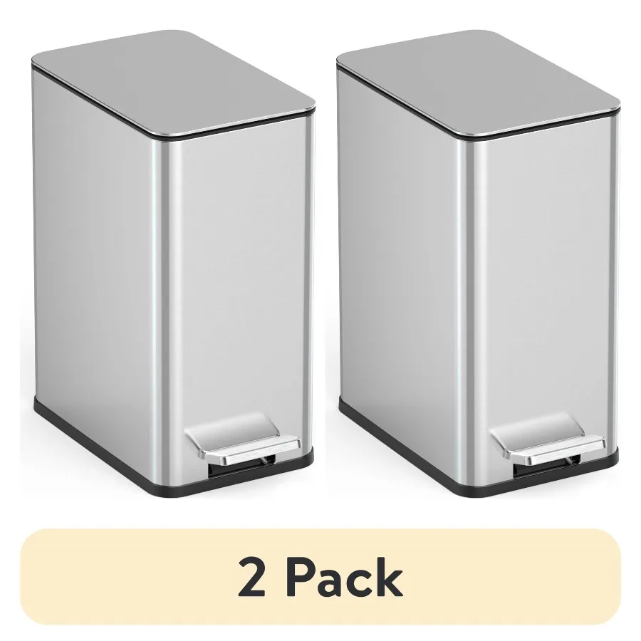 2 Pack Bathroom Trash Can 3 Gallon Stainless Steel Step Garbage Bin with Soft-Close Lid for Modern Bathrooms, Silver
2 Pack Bathroom Trash Can 3 Gallon Stainless Steel Step Garbage Bin with Soft-Close Lid for Modern Bathrooms, Silver
