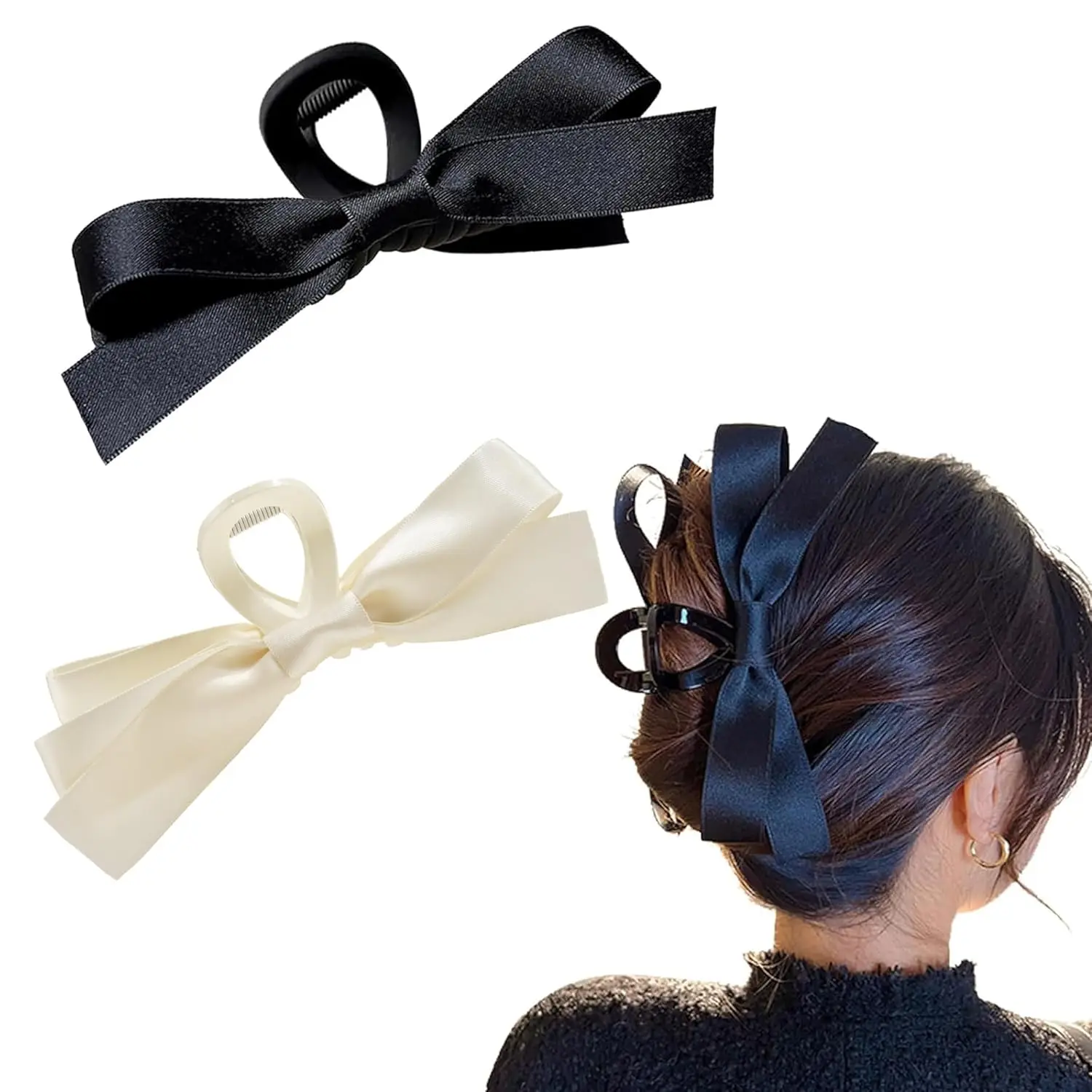 Black White Bowknot Hair Claw Big Satin Bow Hair Clips Vintage Baroque Satin Crab Hairpins for Elegant Women Hair Accessories
Black White Bowknot Hair Claw Big Satin Bow Hair Clips Vintage Baroque Satin Crab Hairpins for Elegant Women Hair Accessories
