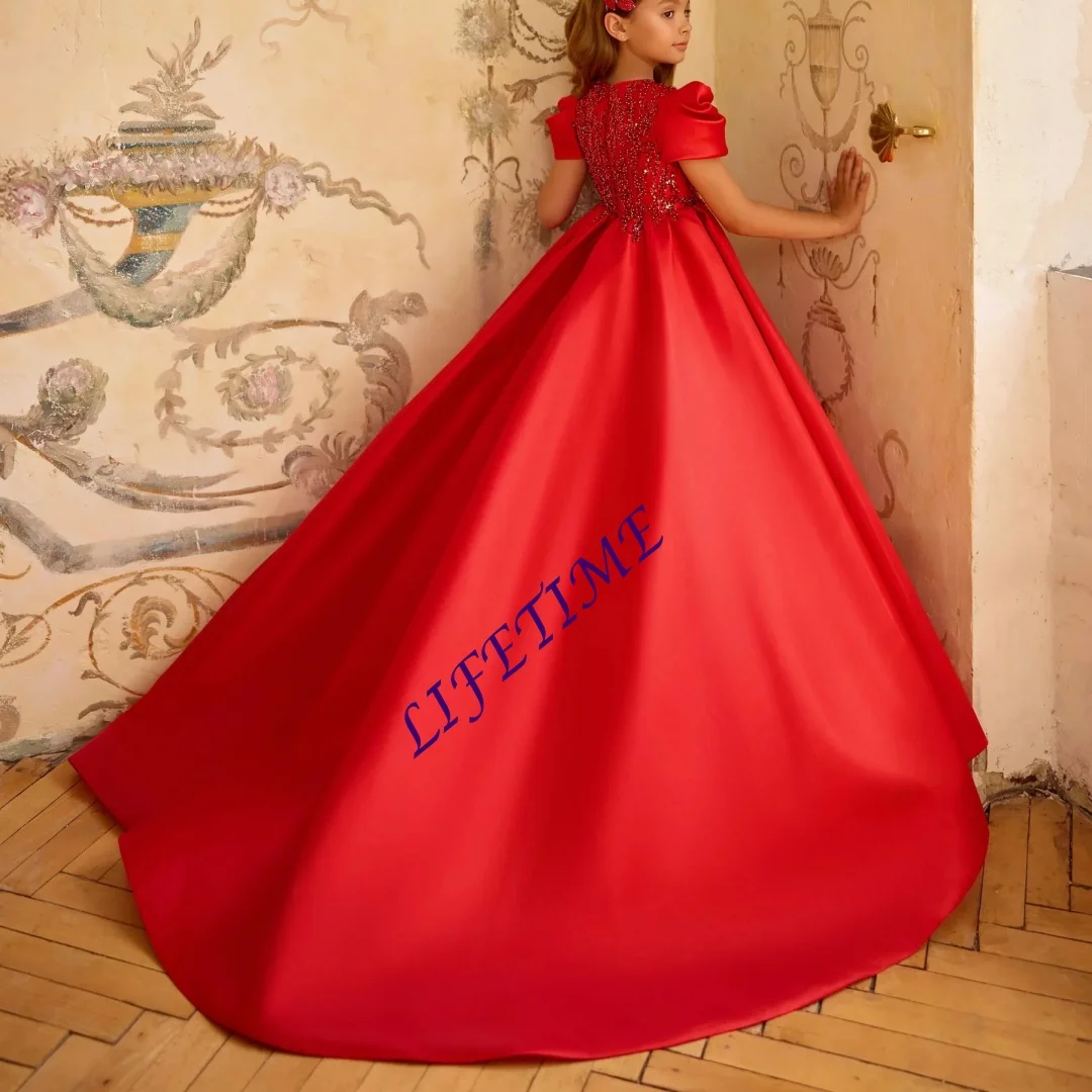 Elegant Red Flower Girl Dress For Wedding Sequins Applique Princess Kids Birthday Party Gowns First Communion Dress Customized
Elegant Red Flower Girl Dress For Wedding Sequins Applique Princess Kids Birthday Party Gowns First Communion Dress Customized