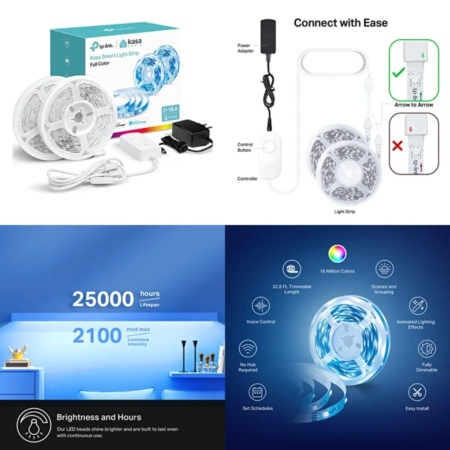 LED Light Strip, RGB, 32.8ft 2 Rolls of 16.4ft. Wi-Fi LED Strip Works w/ Alexa and Google Assistant, High Brightness, Trimmable
LED Light Strip, RGB, 32.8ft 2 Rolls of 16.4ft. Wi-Fi LED Strip Works w/ Alexa and Google Assistant, High Brightness, Trimmable
