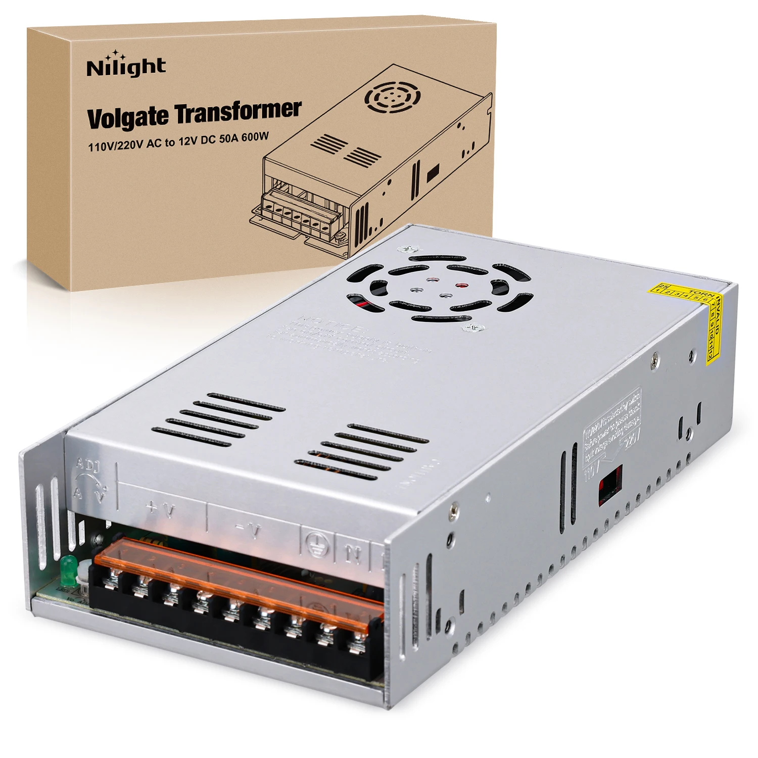Nilight AC 110V/220V to DC 12V Voltage Converter 50A 600W Switching Power Supply Adapter Transformer Low Voltage Output LED Driver for LED Strip Light Radio CCTV Camera Security Video System
Nilight AC 110V/220V to DC 12V Voltage Converter 50A 600W Switching Power Supply Adapter Transformer Low Voltage Output LED Driver for LED Strip Light Radio CCTV Camera Security Video System