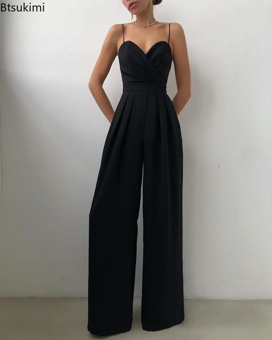2025 Spring Summer Chiffon Elegant Jumpsuits Women Spaghetti Strap High Waist Wide Leg Jumpsuits Overalls Solid Womens Jumpsuit
2025 Spring Summer Chiffon Elegant Jumpsuits Women Spaghetti Strap High Waist Wide Leg Jumpsuits Overalls Solid Womens Jumpsuit