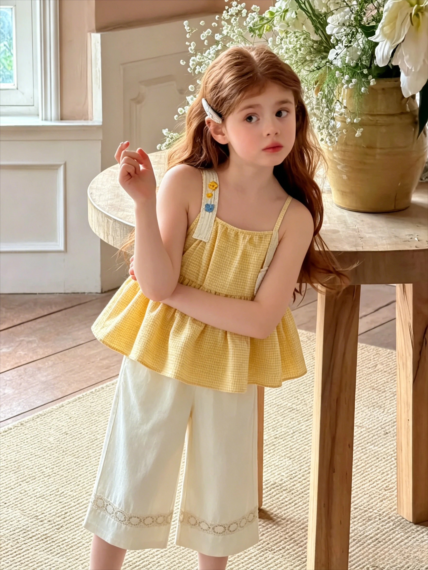 Girls Summer Set 2026 New Childrens Fashion Plaid Suspender Summer Outfit Baby Thin Wide Leg Pants Two Piece Set
Girls Summer Set 2026 New Childrens Fashion Plaid Suspender Summer Outfit Baby Thin Wide Leg Pants Two Piece Set