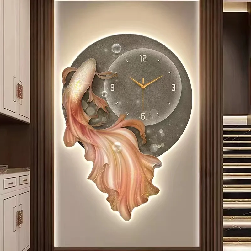 Creative Koi Carp Living Room Entrance Clock Wall Light Luxury Premium Dining Table Background Wall Watch Wall Light
Creative Koi Carp Living Room Entrance Clock Wall Light Luxury Premium Dining Table Background Wall Watch Wall Light