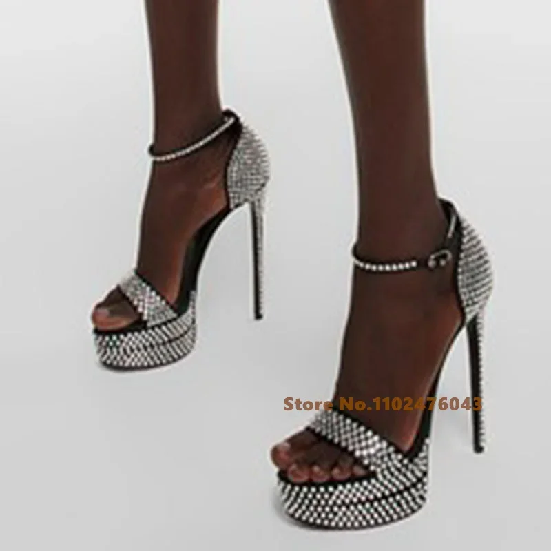 2025 New Black Sexy Banquet High-heeled Shoes 14CM Super-high Heel Platform One-button Ankle Strap Crystal Women's Sandals
2025 New Black Sexy Banquet High-heeled Shoes 14CM Super-high Heel Platform One-button Ankle Strap Crystal Women's Sandals