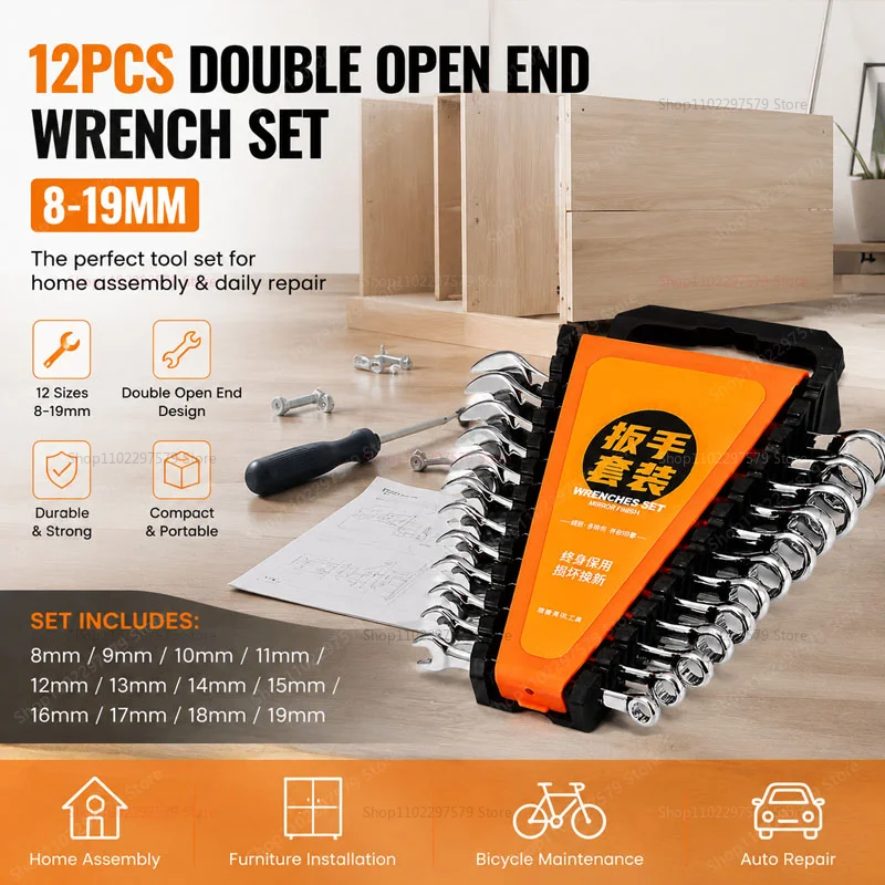 12 Piece Wrench Set 8-19mm Double Head Open End Anti Slip Portable Hand Repair Tool For Home Garage Car DIY Maintenance Projects
12 Piece Wrench Set 8-19mm Double Head Open End Anti Slip Portable Hand Repair Tool For Home Garage Car DIY Maintenance Projects