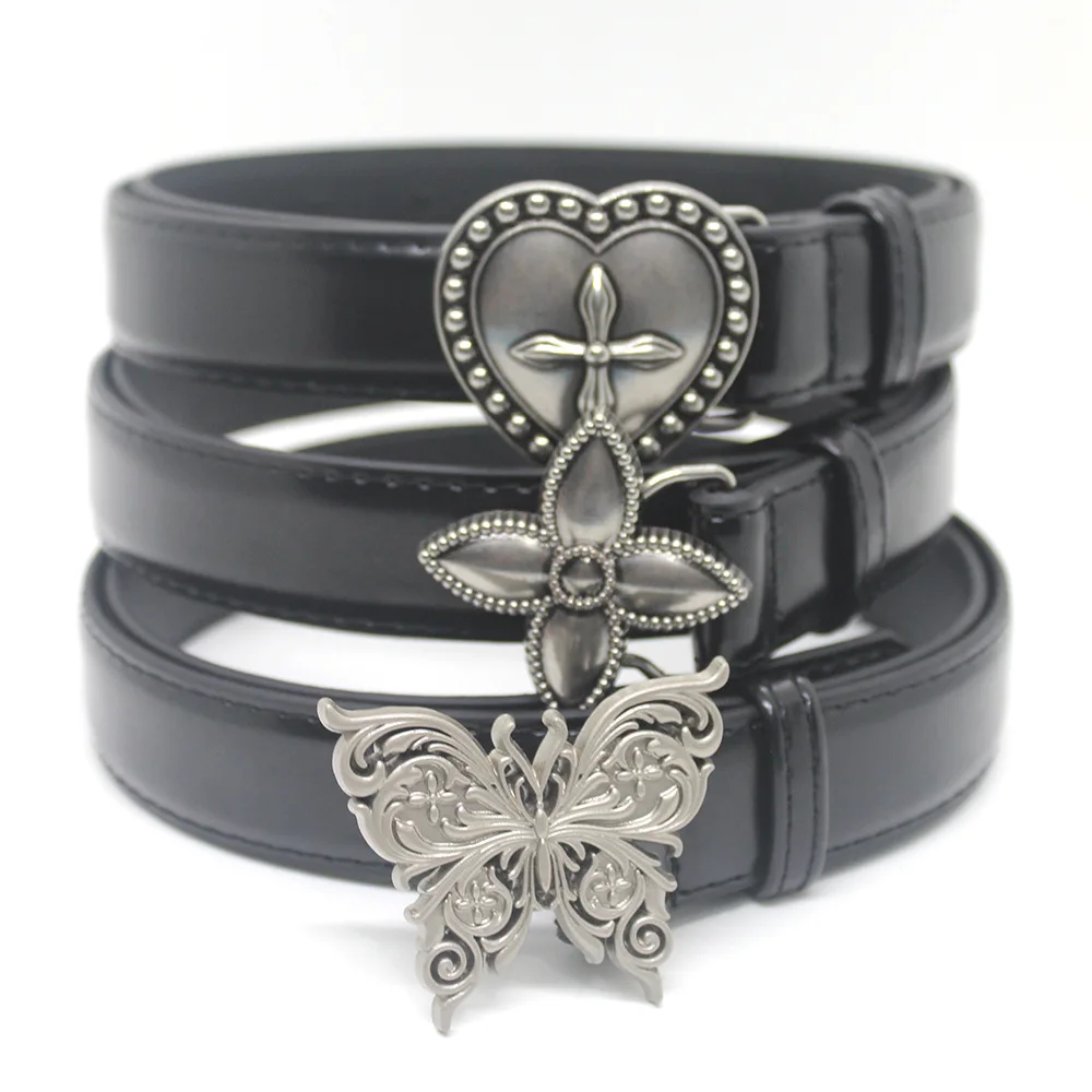 New Luxury Design Vintage Black Silver Butterfly Cross Heart Y2k Belt Gothic Hin Belts Female Jeans Dress Waistband Accessories
New Luxury Design Vintage Black Silver Butterfly Cross Heart Y2k Belt Gothic Hin Belts Female Jeans Dress Waistband Accessories