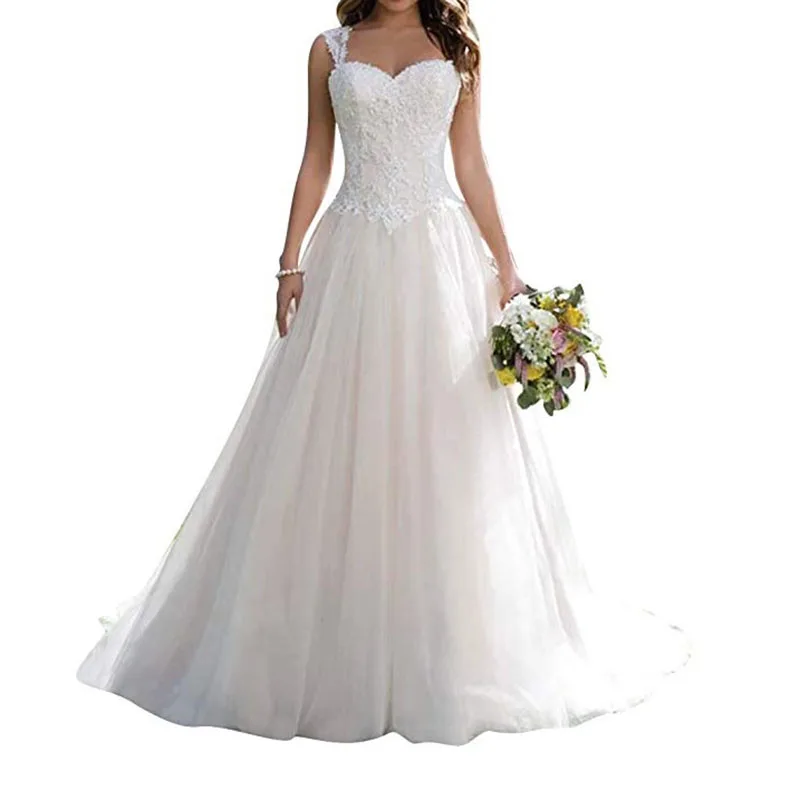 Lace Wedding Dresses Long Simple Bride Floor Length Sexy Sleeveless Applique Lace up Open Back Wedding Dresses
Lace Wedding Dresses Long Simple Bride Floor Length Sexy Sleeveless Applique Lace up Open Back Wedding Dresses