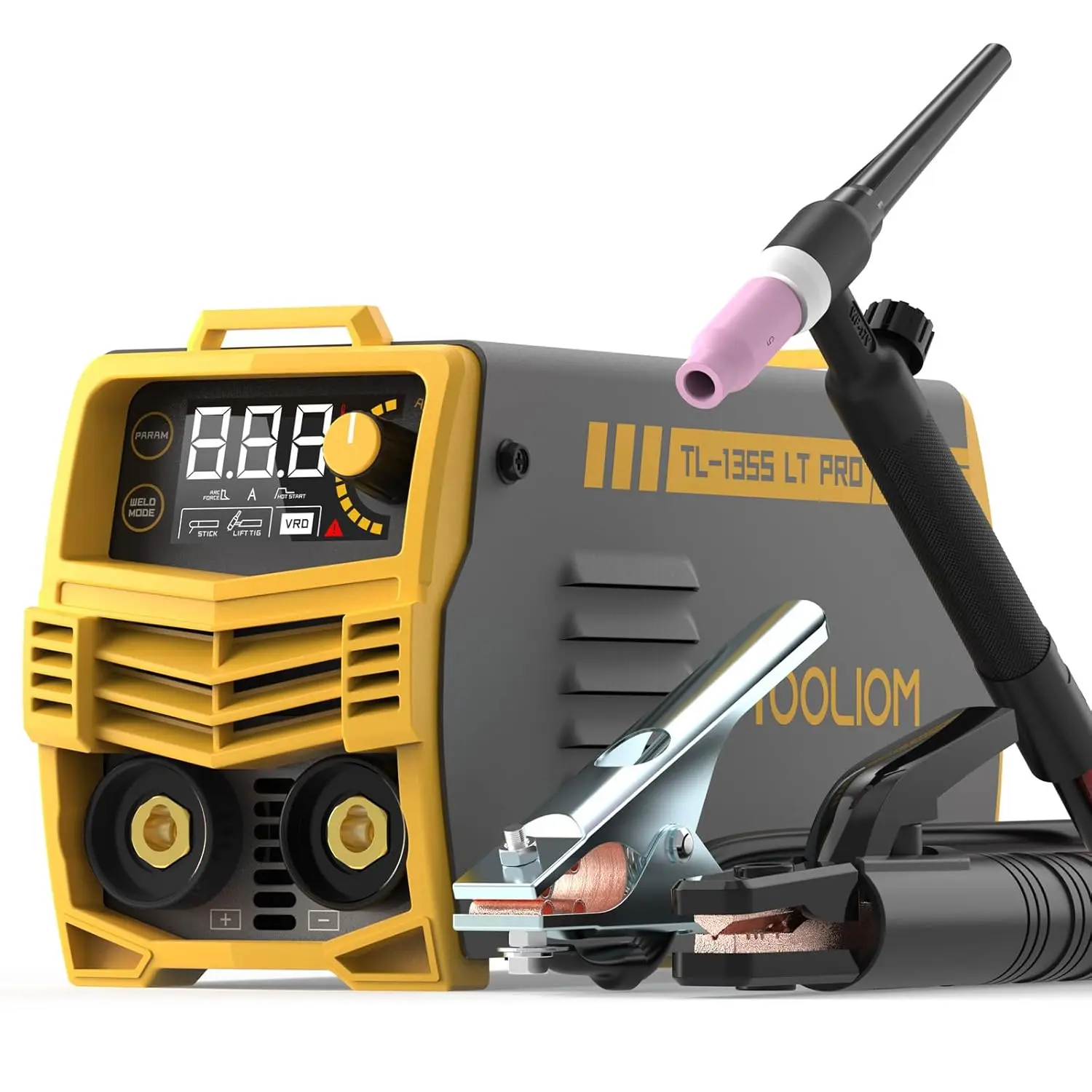 Portable 135A TIG/ARC Welder with Lift Torch & LCD Display, 110V for Easy Stick and TIG Welding
Portable 135A TIG/ARC Welder with Lift Torch & LCD Display, 110V for Easy Stick and TIG Welding