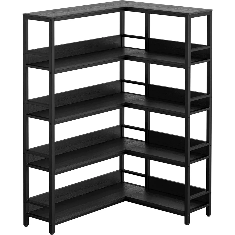 Industrial 5-Tier Corner Bookshelf - Metal Frame Storage Rack with Baffles, Etagere Shelf for Living Room & Home Office
Industrial 5-Tier Corner Bookshelf - Metal Frame Storage Rack with Baffles, Etagere Shelf for Living Room & Home Office