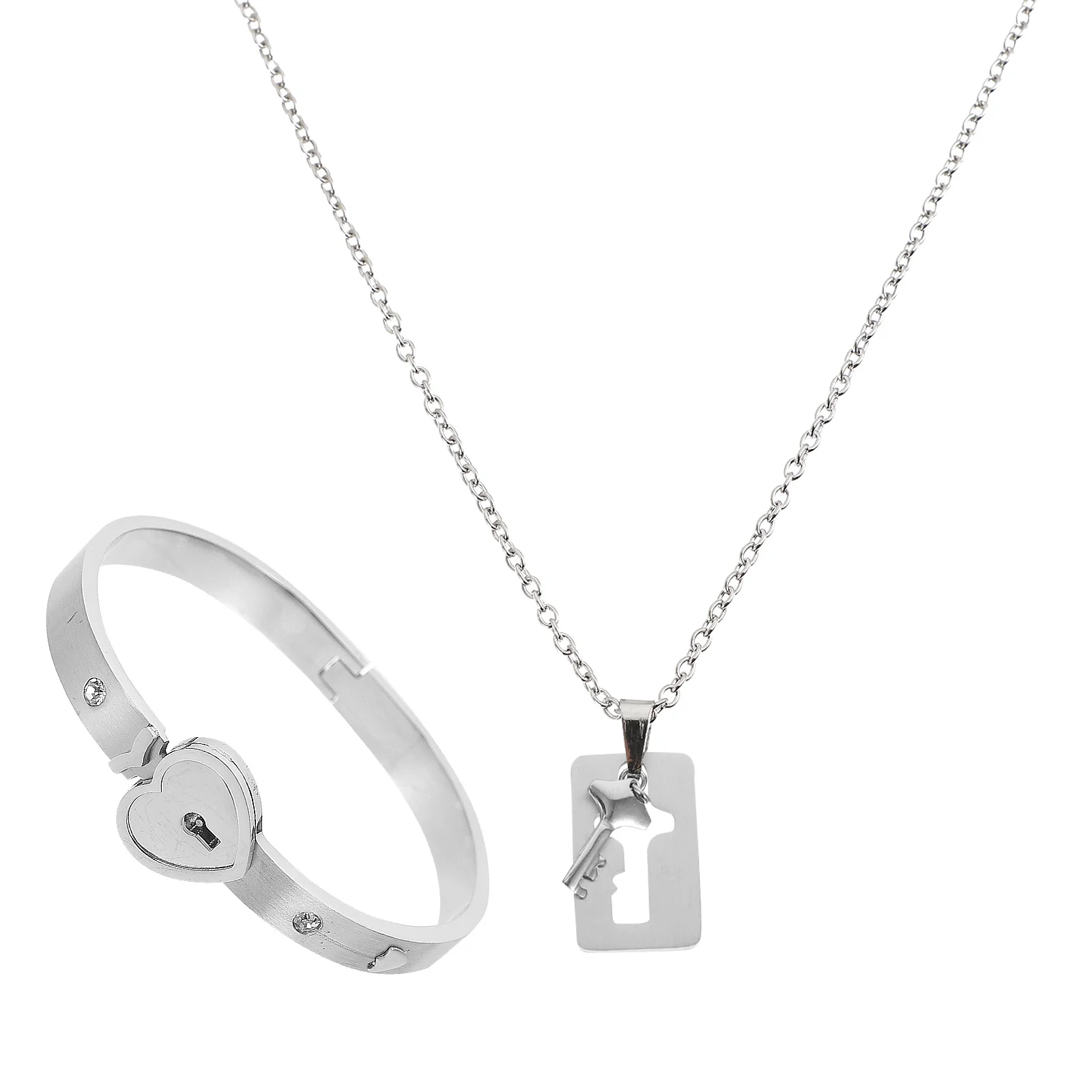 1 Set Couple Bracelet Necklace Matching Love Lock Jewelry For Him Her Stylish Durable Daily Wear Accessory Couple 
1 Set Couple Bracelet Necklace Matching Love Lock Jewelry For Him Her Stylish Durable Daily Wear Accessory Couple