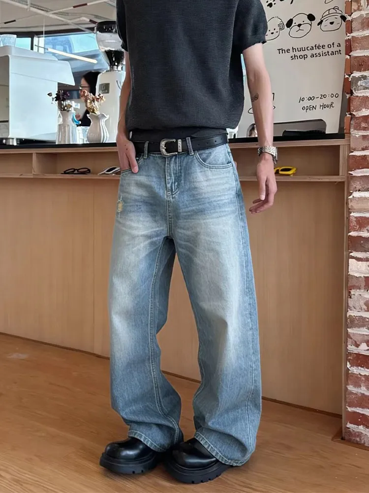 Light Blue Lightning Pattern Distred Denim Jeans Men's Trendy Low Waist Straight Leg Winter High Street Vibe Trousers
Light Blue Lightning Pattern Distred Denim Jeans Men's Trendy Low Waist Straight Leg Winter High Street Vibe Trousers