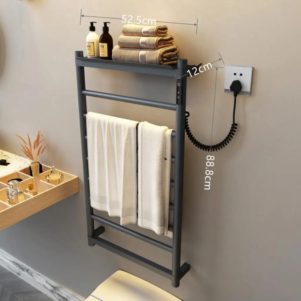 Electric heating towel rack household bathroom accessories Deep grey thermostatic drying bath towel rack towel warmer
Electric heating towel rack household bathroom accessories Deep grey thermostatic drying bath towel rack towel warmer