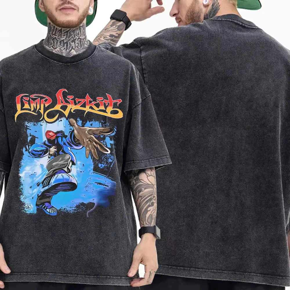 Рок-группа Limp Bizkit, винтажная стираная футболка для мужчин и женщин, модные хлопковые футболки в стиле хип-хоп в готическом стиле с короткими рукавами, уличная одежда
Рок-группа Limp Bizkit, винтажная стираная футболка для мужчин и женщин, модные хлопковые футболки в стиле хип-хоп в готическом стиле с короткими рукавами, уличная одежда