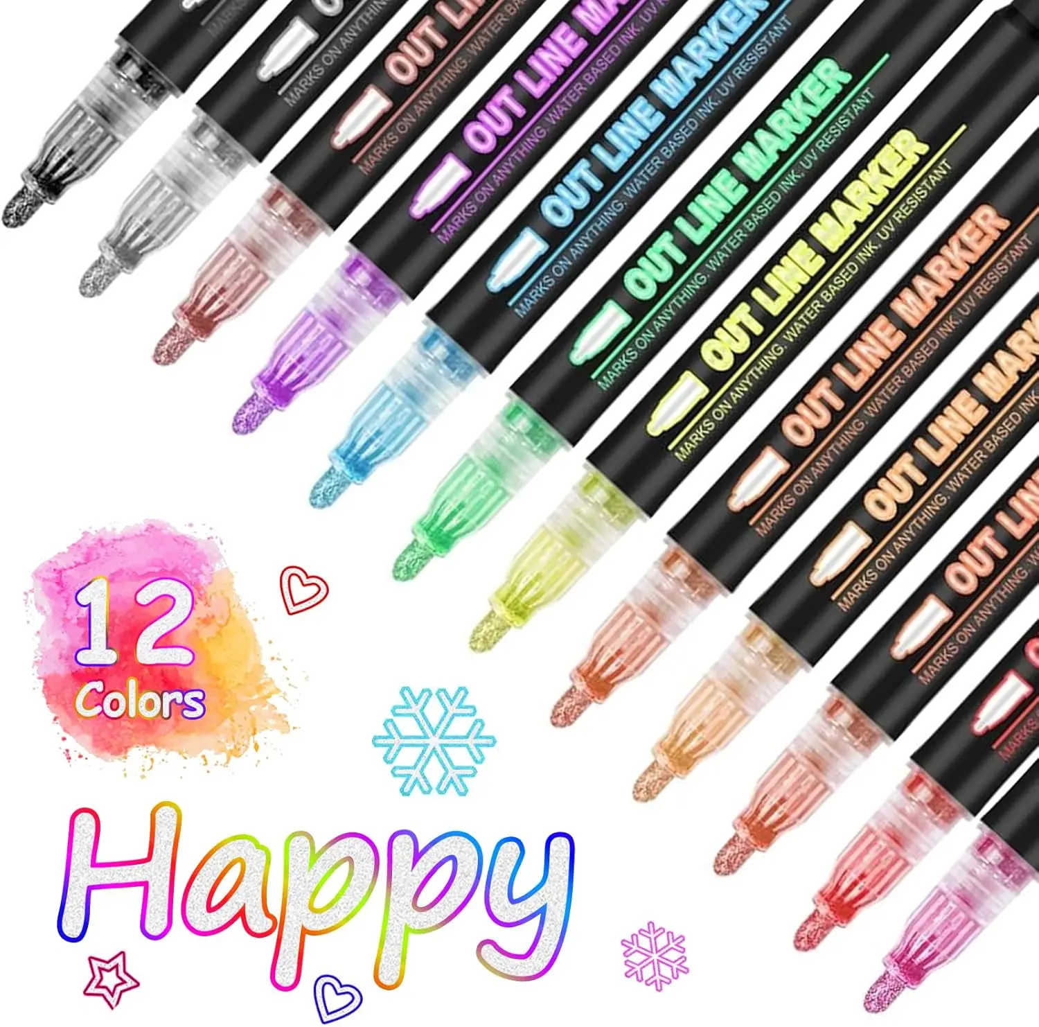 12 Colors Metallic Outline Markers Set for Drawing, Shimmer Double Line Pens for Cards Lettering, Art Supplies Gift for 4-12
12 Colors Metallic Outline Markers Set for Drawing, Shimmer Double Line Pens for Cards Lettering, Art Supplies Gift for 4-12