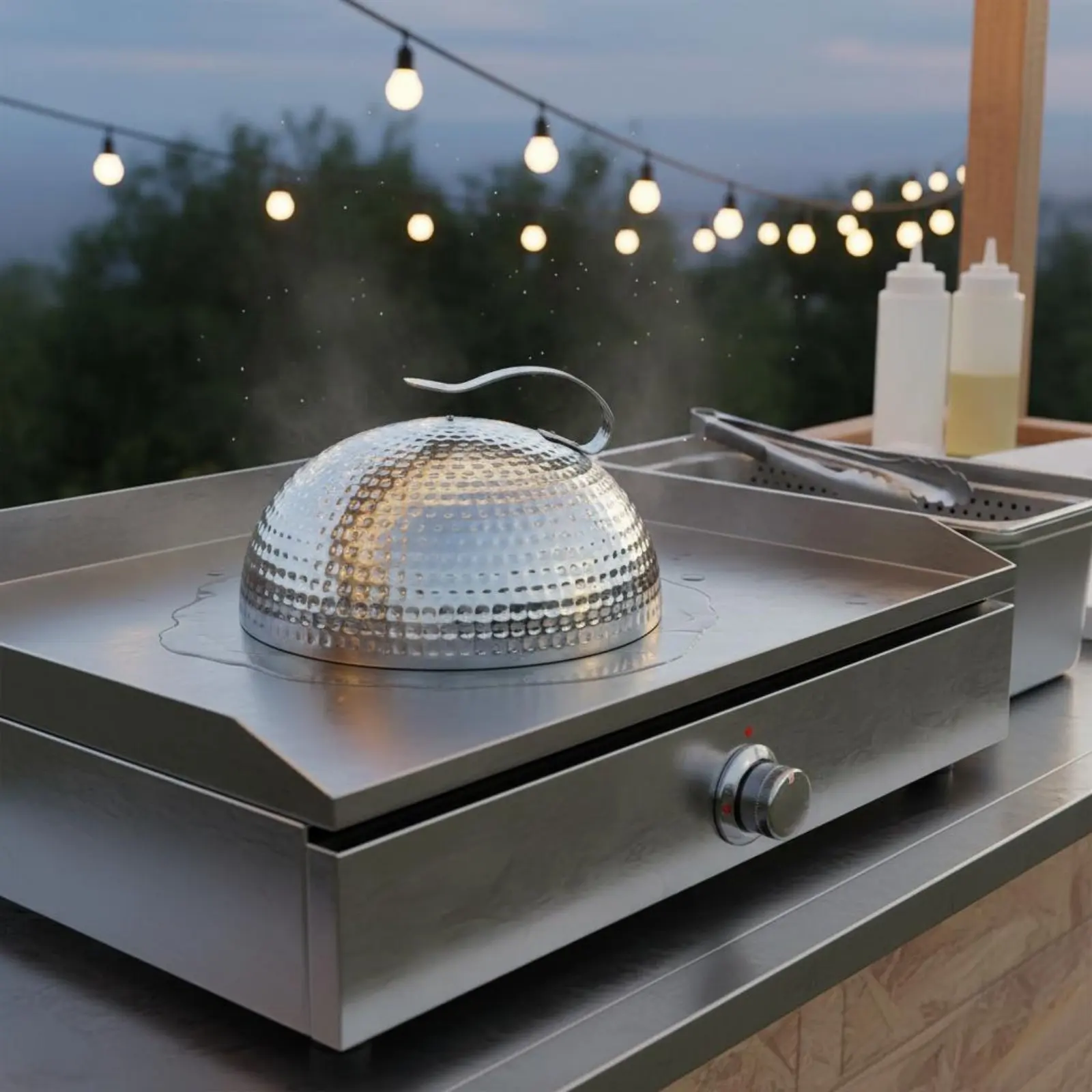 Teppanyaki Grill Lid Japanese Design Hammered Dome Cover Stainless Steel Food Dome Heat-Resistant Handle Metal Food Cloche
Teppanyaki Grill Lid Japanese Design Hammered Dome Cover Stainless Steel Food Dome Heat-Resistant Handle Metal Food Cloche