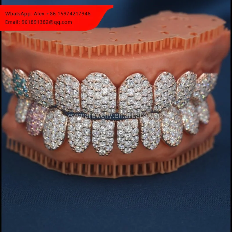 100% Passed Diamond Tester Custom Perm Cut Top & Bottom 4 6 8 10 S925 Silver VVS Moissanite Grillz Solid Rose Gold Teeth Grillz
100% Passed Diamond Tester Custom Perm Cut Top & Bottom 4 6 8 10 S925 Silver VVS Moissanite Grillz Solid Rose Gold Teeth Grillz