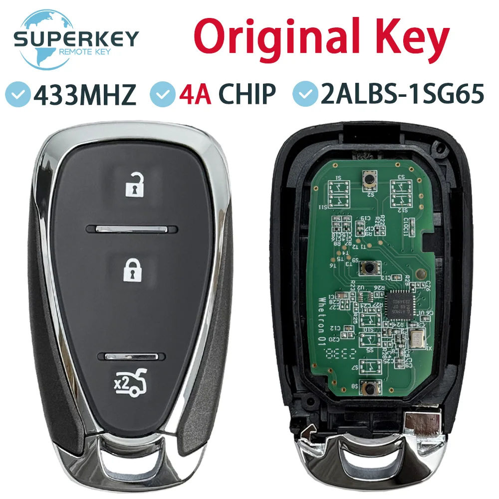 Original 4A Chip For Chevrolet Onix Tracker Spark Orlando Trax 3 Buttons 433.92Mhz Smart Remote Car Key FCC ID 2ALBS-1SG65
Original 4A Chip For Chevrolet Onix Tracker Spark Orlando Trax 3 Buttons 433.92Mhz Smart Remote Car Key FCC ID 2ALBS-1SG65