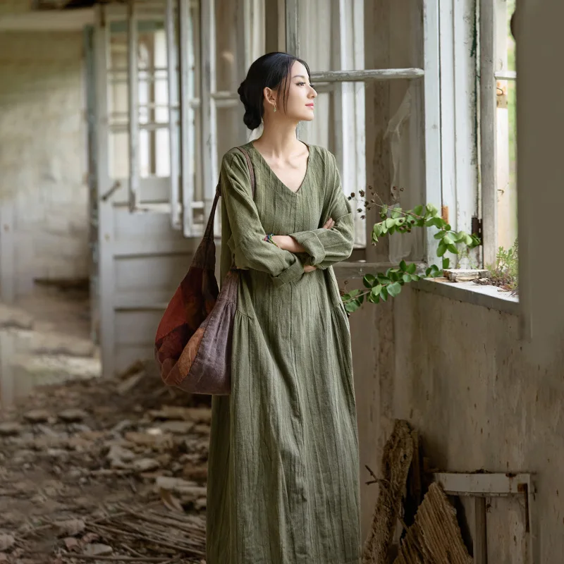 Autumn Ramie-Cotton Tie-Dye Dress: New Chinese Style Home/Travel Wear
Autumn Ramie-Cotton Tie-Dye Dress: New Chinese Style Home/Travel Wear