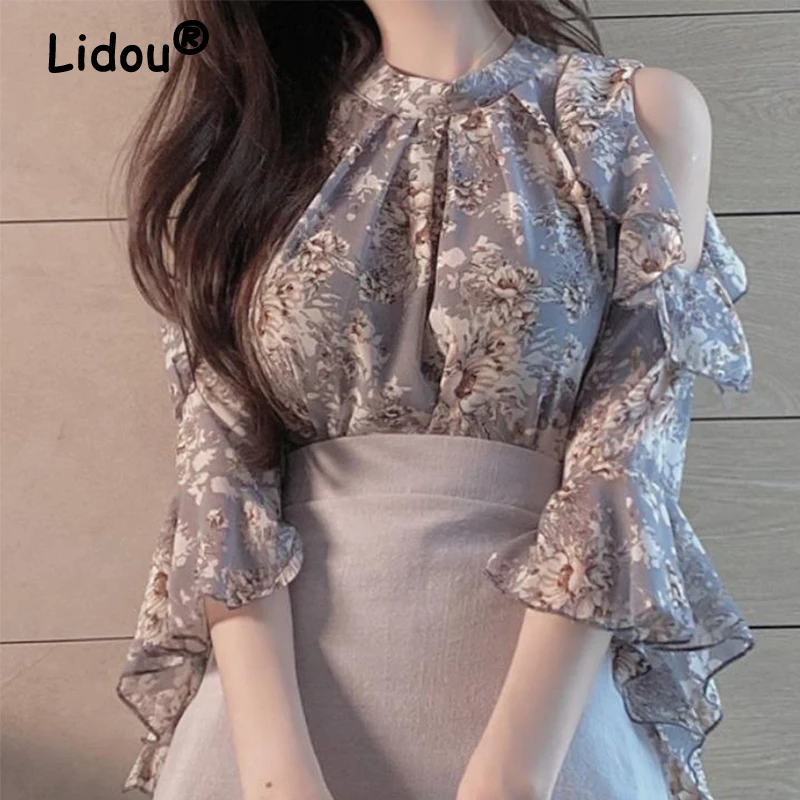 Off-the-shoulder Halterneck Floral Chiffon Shirt 2022 Spring Summer New Fashion Blouse Elegant Long Sleeve Clothing for Female
Off-the-shoulder Halterneck Floral Chiffon Shirt 2022 Spring Summer New Fashion Blouse Elegant Long Sleeve Clothing for Female