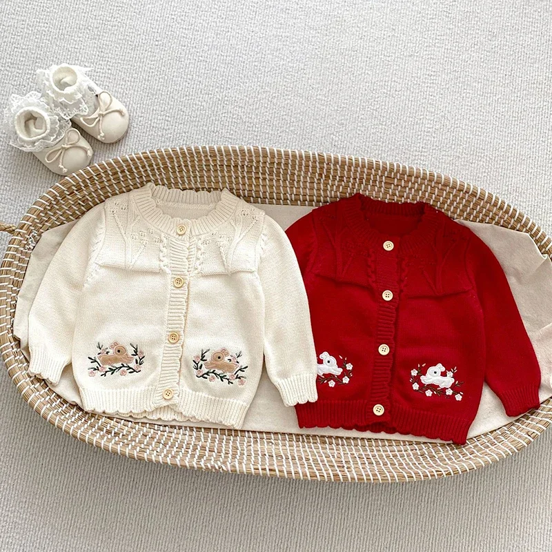 Christmas Baby Knit Cardigan Autumn Baby Clothing Toddler Baby Girl Knit Cardigan Floral Embroidery Newborn Girls Sweater Coat
Christmas Baby Knit Cardigan Autumn Baby Clothing Toddler Baby Girl Knit Cardigan Floral Embroidery Newborn Girls Sweater Coat
