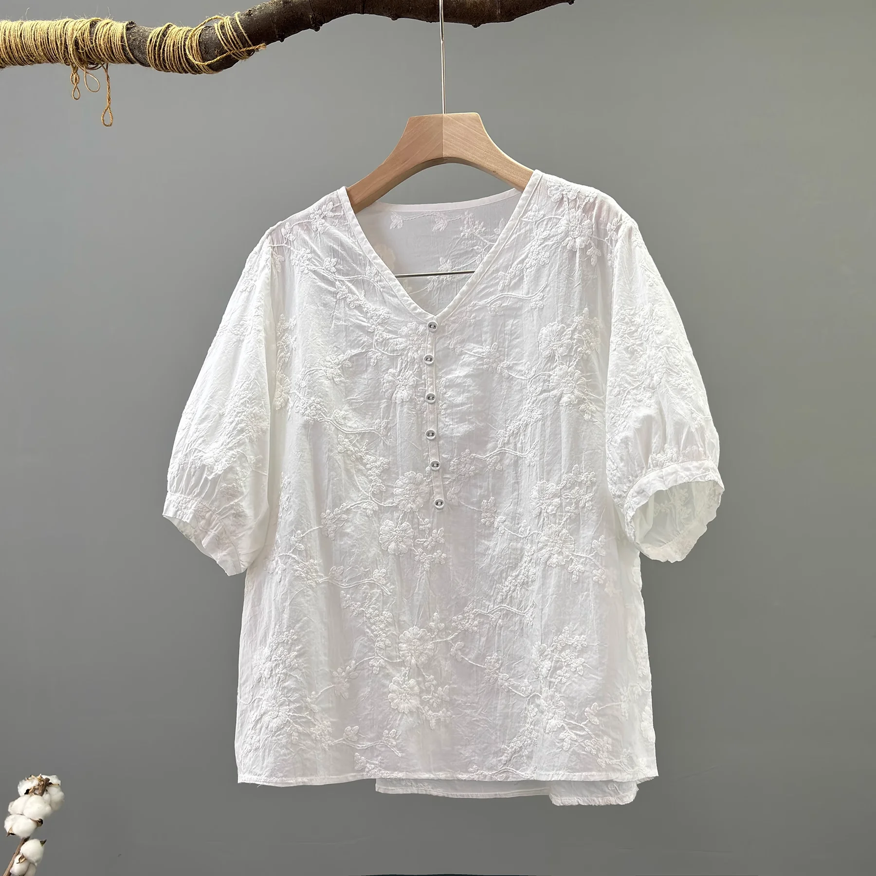 Boho clothing 100% cotton white beige lace embroider shirts and blouses for women Japan fashion summer short sleeve tops 
Boho clothing 100% cotton white beige lace embroider shirts and blouses for women Japan fashion summer short sleeve tops