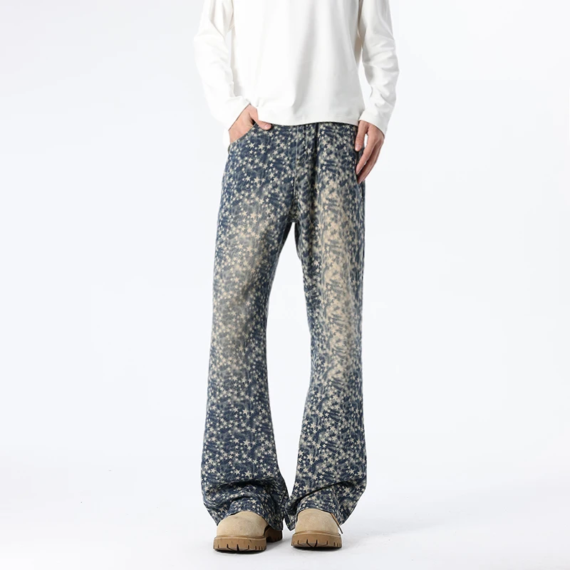 Весенне-осенние мужские джинсы в американском стиле с принтом, спортивные брюки для бега, мужские джинсы с пэчворком и пятиконечной звездой
Весенне-осенние мужские джинсы в американском стиле с принтом, спортивные брюки для бега, мужские джинсы с пэчворком и пятиконечной звездой