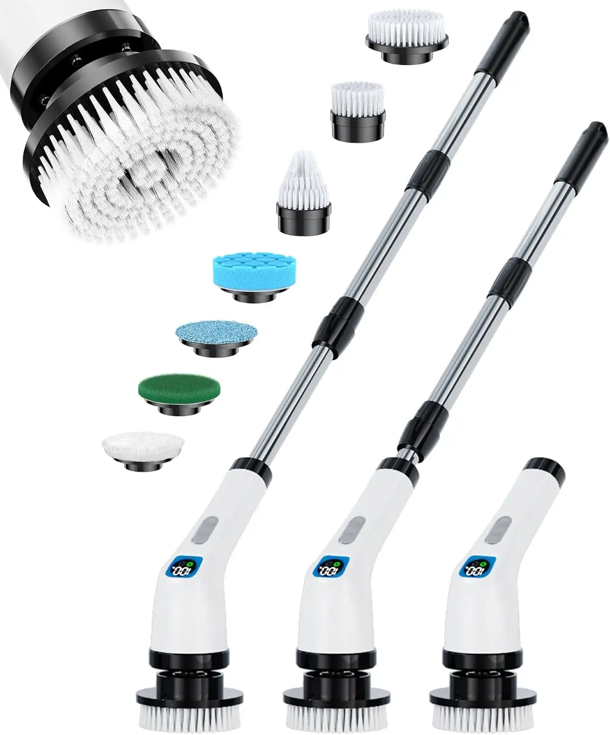 Electric Spin Scrubber, IPX7 Shower Scrubber 7 Replaceable Brush Heads-90Mins Work Time, 2-Speed
Electric Spin Scrubber, IPX7 Shower Scrubber 7 Replaceable Brush Heads-90Mins Work Time, 2-Speed