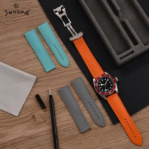 JWNSPA PFAS-Approved For Delugs FKM Rubber Watch Strap 20mm 22mm Quick Release Bands For Omega/Breitling/Longines/Tissot/Seiko