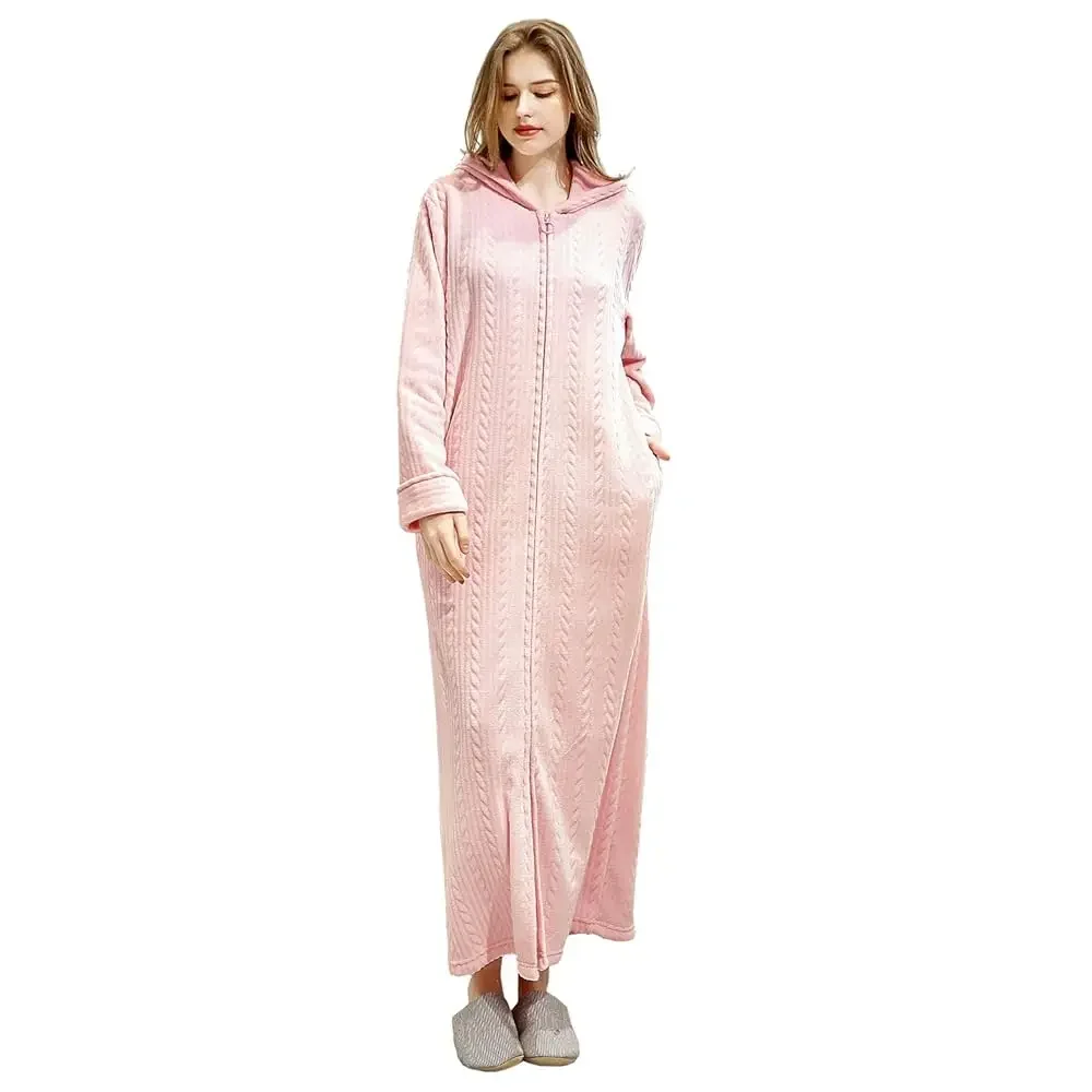 Long Hooded Zipper Bathrobe for Womens Flannel Fleece Robes Winter Warm Housecoat Nightgown Sleepwear Pajamas
Long Hooded Zipper Bathrobe for Womens Flannel Fleece Robes Winter Warm Housecoat Nightgown Sleepwear Pajamas