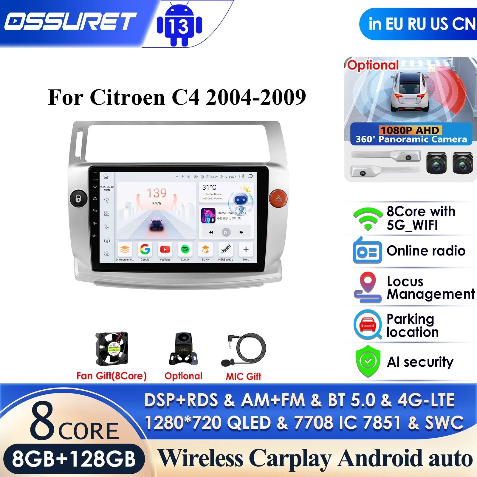 2G+32G Android 12 Car Radio for Citroen C4 C-Triomphe C-Quatre 2004-2009 car dvd player car accessory 4G multimedia autoradio pc
2G+32G Android 12 Car Radio for Citroen C4 C-Triomphe C-Quatre 2004-2009 car dvd player car accessory 4G multimedia autoradio pc