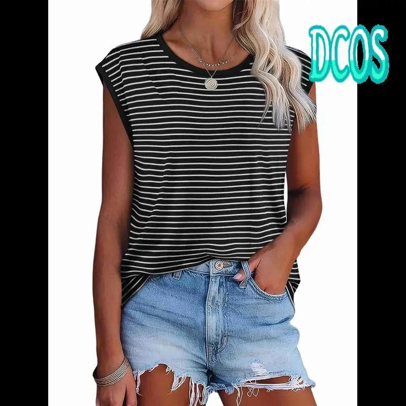 DCOS-Womens Tops Dressy Casual Summer Striped Shirts Cap Sleeve Tops Color Block Loose Fit
DCOS-Womens Tops Dressy Casual Summer Striped Shirts Cap Sleeve Tops Color Block Loose Fit