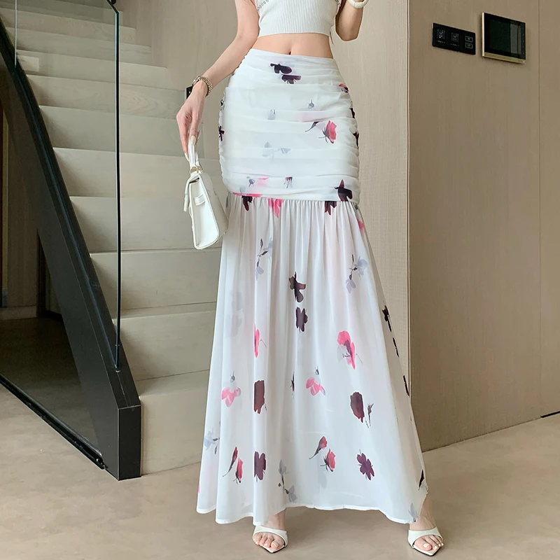 Chic Print Pleated Fishtail Skirt Women High Waist Elegant Slim Wrap Hip Long Skirt Summer Korean New Sweet Basic Ladies Skirts
Chic Print Pleated Fishtail Skirt Women High Waist Elegant Slim Wrap Hip Long Skirt Summer Korean New Sweet Basic Ladies Skirts
