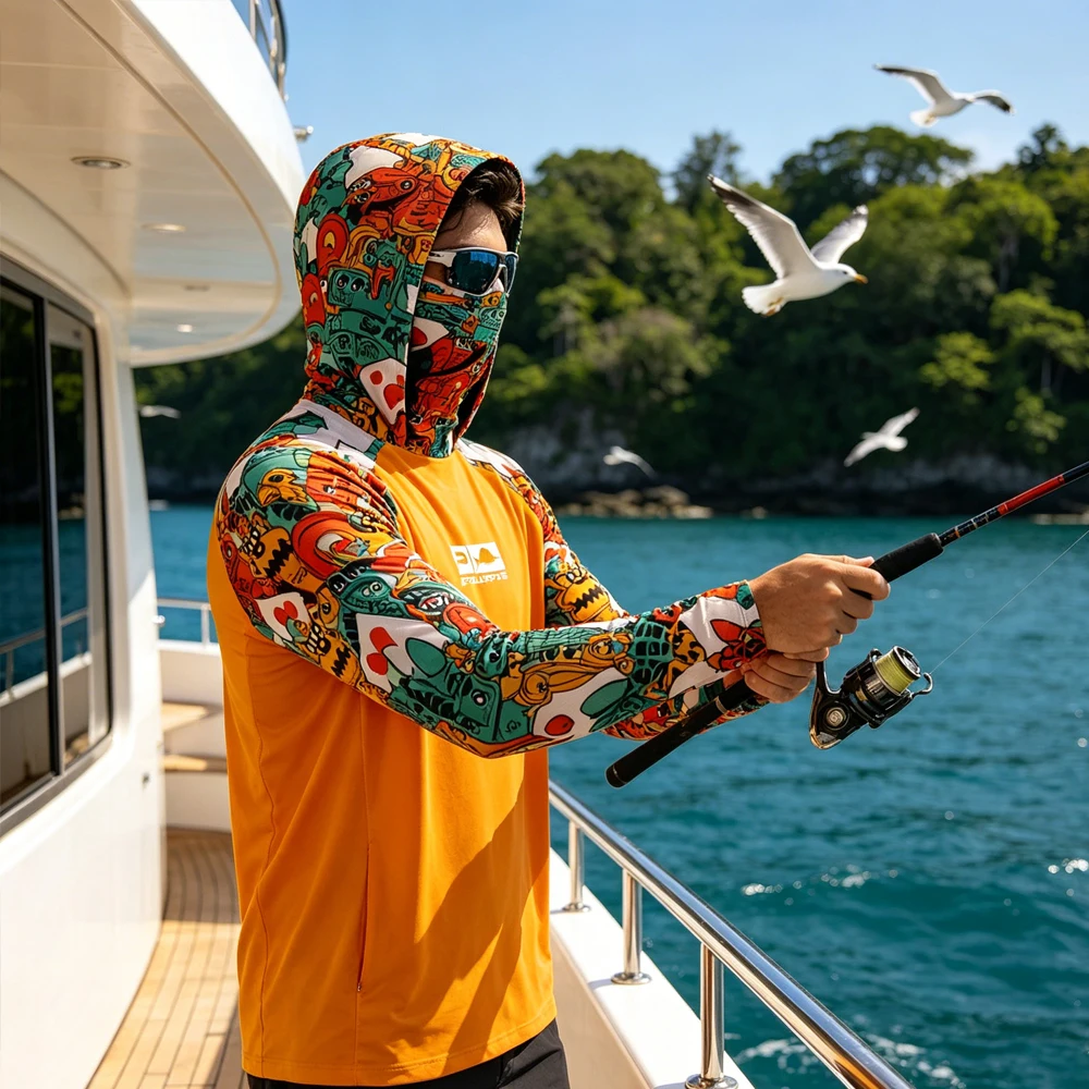 Men's Long Sleeve Fishing Hoodie With Face Mask UPF50+ Breathable Sun Resistant Comfortable Fishing Shirt Sports Fishing Clothes
Men's Long Sleeve Fishing Hoodie With Face Mask UPF50+ Breathable Sun Resistant Comfortable Fishing Shirt Sports Fishing Clothes