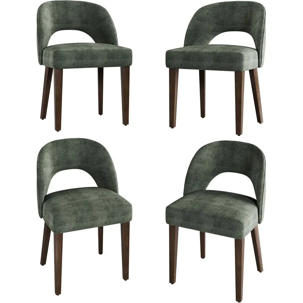Set of 4 Plush Chenille Upholstered Dining Chairs, Green for Kitchen or Dining Room
Set of 4 Plush Chenille Upholstered Dining Chairs, Green for Kitchen or Dining Room