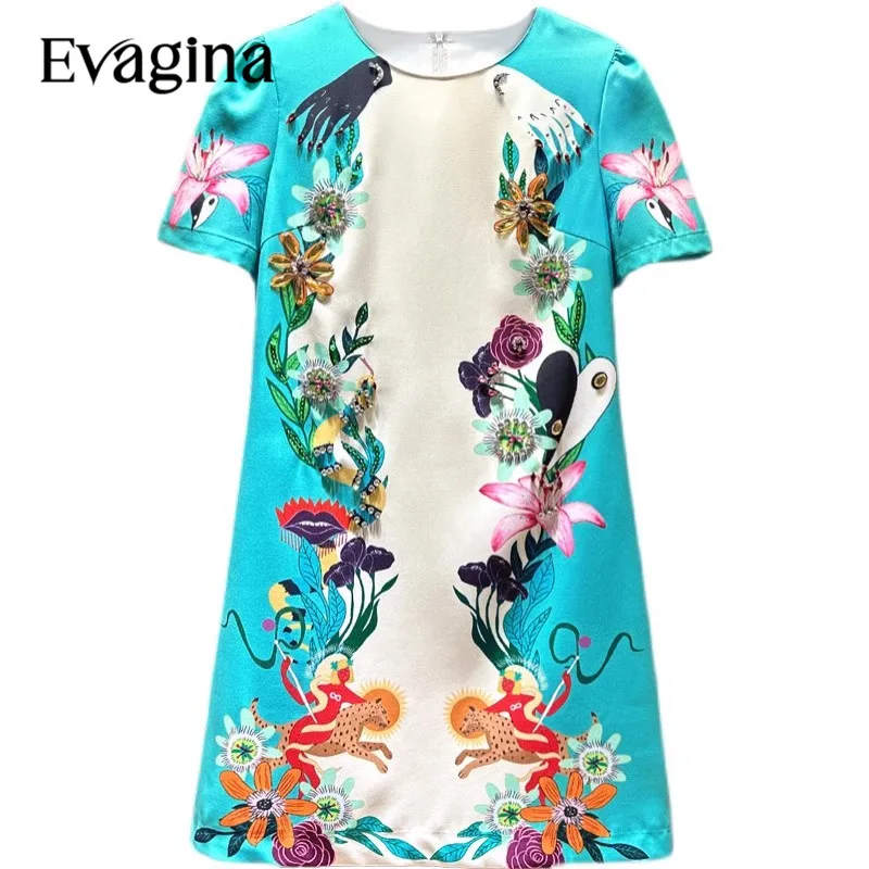 Evagina French Vintage Print Diamond Inlay Loose Waist Mini dress Spring Summer New Women's Short Sleeved Holiday Dresses
Evagina French Vintage Print Diamond Inlay Loose Waist Mini dress Spring Summer New Women's Short Sleeved Holiday Dresses