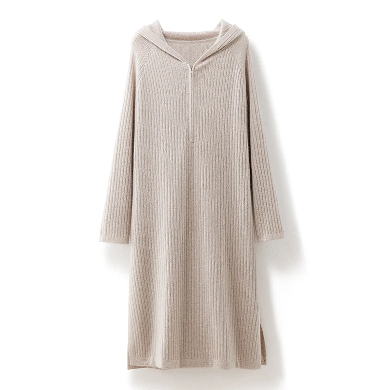 High-end New 100% Cashmere Sweater Long Dress Women Long Sleeve Knitted Dresses Female Solid Color Thick Fashion Hooded Pullover
High-end New 100% Cashmere Sweater Long Dress Women Long Sleeve Knitted Dresses Female Solid Color Thick Fashion Hooded Pullover