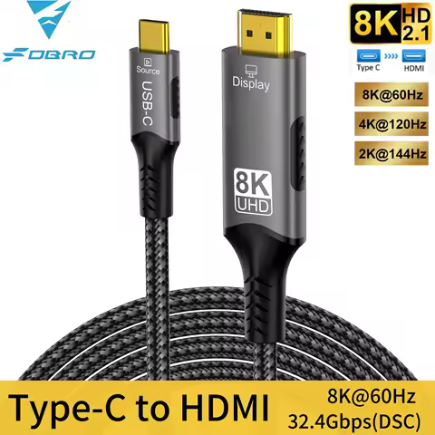 USB C-HDMI 케이블 8K@60Hz 4K@120Hz hdmi2.1 type-c-hdmi 케이블 Thunderbolt 3/4 어댑터(Huawei Mate30 iphone 15 MacBook용)