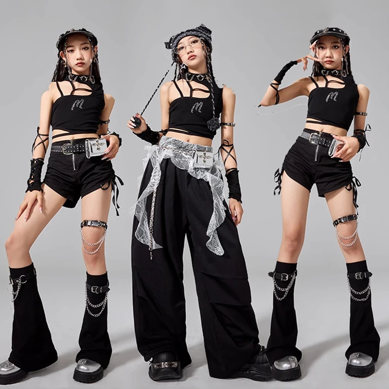 Kpop костюмы для джазовых танцев, укороченный топ для девочек, черные брюки-тафла, наряд для подиума, концерта, сценическая одежда, детская одежда для выступлений, уличная одежда 4044
Kpop костюмы для джазовых танцев, укороченный топ для девочек, черные брюки-тафла, наряд для подиума, концерта, сценическая одежда, детская одежда для выступлений, уличная одежда 4044
