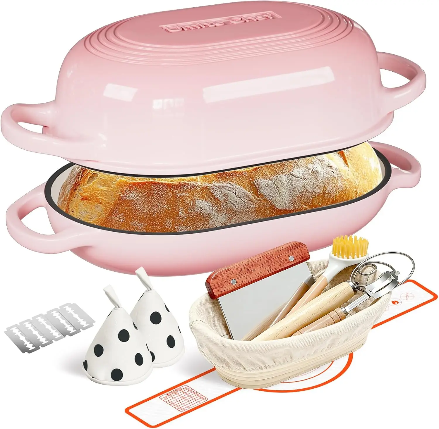 Enameled Cast Iron Dutch Oven for Bread Baking, 5QT with Banneton & Tools
Enameled Cast Iron Dutch Oven for Bread Baking, 5QT with Banneton & Tools