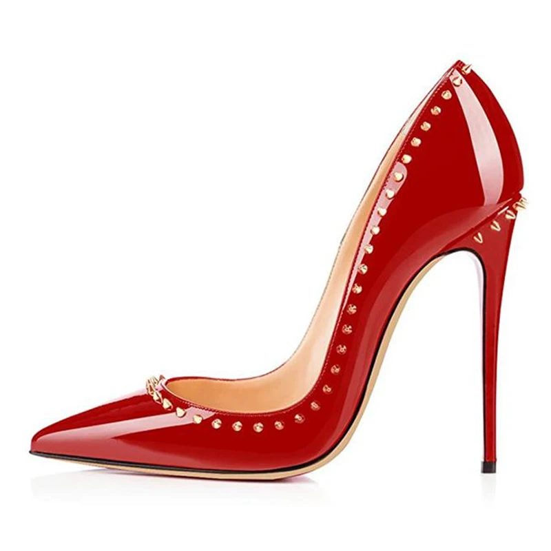 European and American rivet high heels women's slim heels sexy red patent leather pointed shallow mouth temperament single shoes
European and American rivet high heels women's slim heels sexy red patent leather pointed shallow mouth temperament single shoes