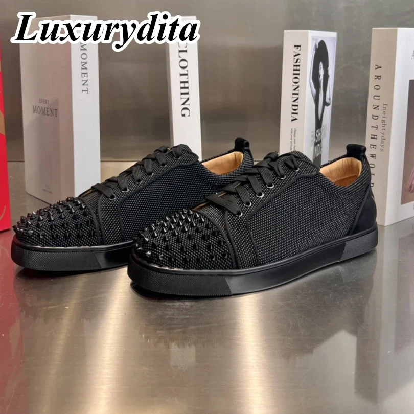 Top Quality Womens Trendy Casual Sneakers Luxury Mens Real Leather Tennis Shoes Designr Red Soled Tide Lovers Rivet Shoes HJ0654
Top Quality Womens Trendy Casual Sneakers Luxury Mens Real Leather Tennis Shoes Designr Red Soled Tide Lovers Rivet Shoes HJ0654