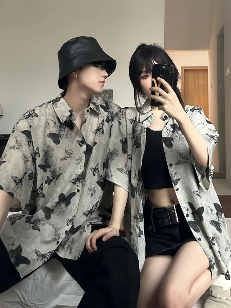 American Style Print Loose Short Sleeve Shirt Men's Summer Casual Lazy Couple's Shirt Thin Material Flat Collar
American Style Print Loose Short Sleeve Shirt Men's Summer Casual Lazy Couple's Shirt Thin Material Flat Collar
