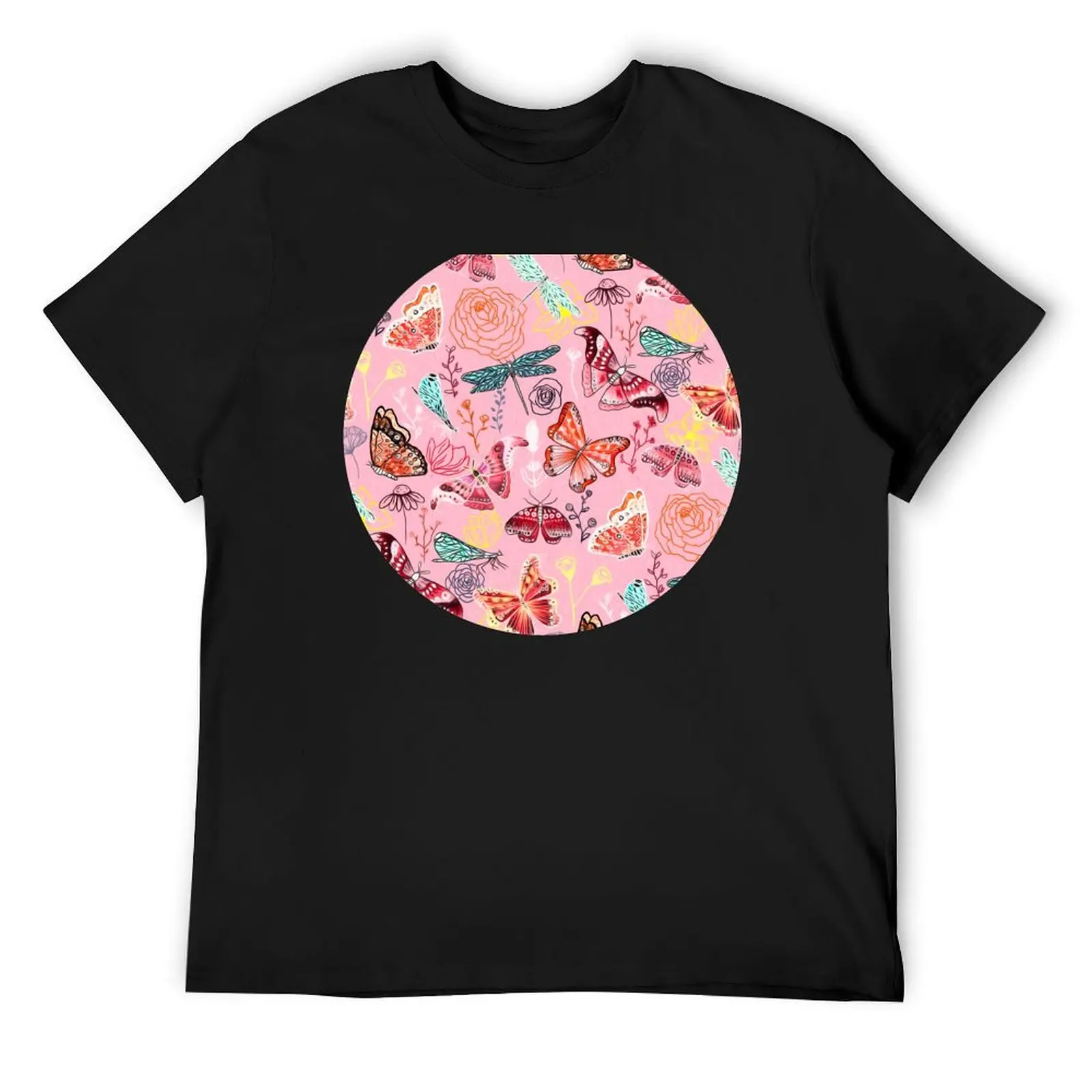 Dragonflies, Butterflies, Moths and Floral Design on Millennial Pink T-Shirt summer top blue lock Men's t-shirt
Dragonflies, Butterflies, Moths and Floral Design on Millennial Pink T-Shirt summer top blue lock Men's t-shirt