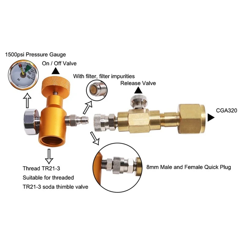 2025 Trend Soda Water CO2 Adapter Carbonator Refill Fill Station For CO2 Cylinder Tank Bottle Parts Accessories For TR21-3 To W2
2025 Trend Soda Water CO2 Adapter Carbonator Refill Fill Station For CO2 Cylinder Tank Bottle Parts Accessories For TR21-3 To W2