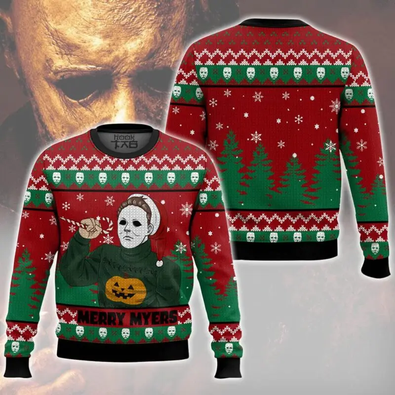 Christmas Ugly Sweater Michael Myers Snowflakes Christmas Tree Candy Stick Pumpkin Lantern Dark Creative Funny Personality
Christmas Ugly Sweater Michael Myers Snowflakes Christmas Tree Candy Stick Pumpkin Lantern Dark Creative Funny Personality