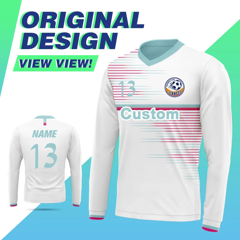 Custom Sublimation Print Name Number Soccer Uniform Polyester Soccer Jersey Breathable Long Sleeve Football Shirts For Men M935
Custom Sublimation Print Name Number Soccer Uniform Polyester Soccer Jersey Breathable Long Sleeve Football Shirts For Men M935